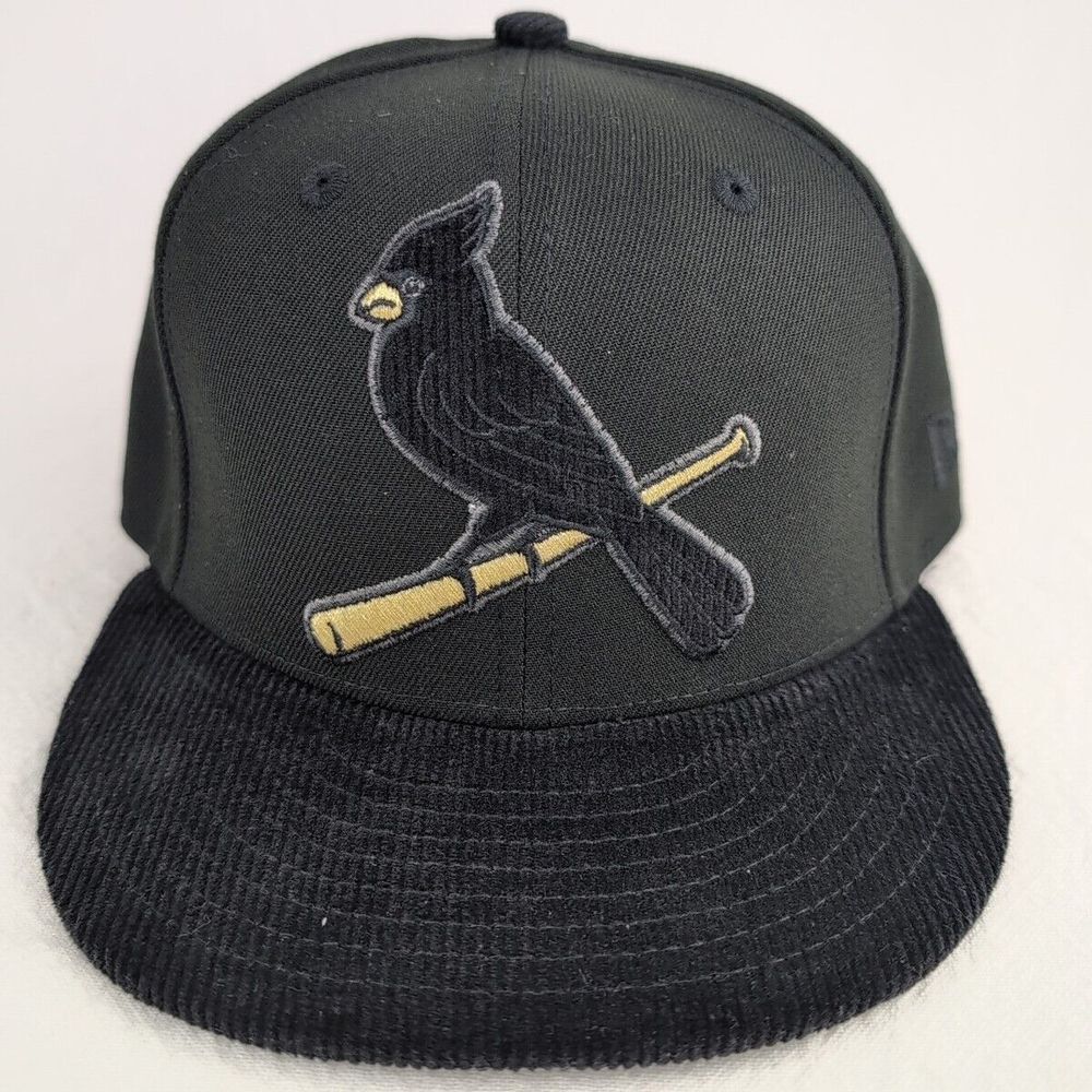 NEW ERA 5950 59FIFTY FITTED HAT ST‎ LOUIS CARDINALS BLACK GOLD CORDUROY 7-1/8